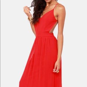 Backless Bright Red Maxi Dress